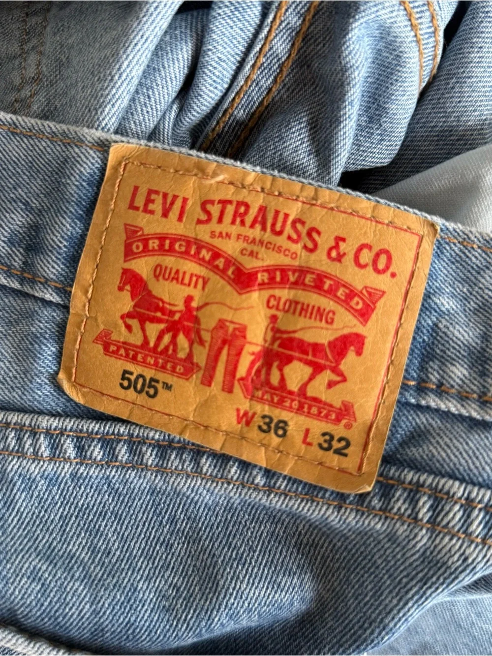 Classic Levi’s Mens 505 Light Blue Straight-Leg Jeans